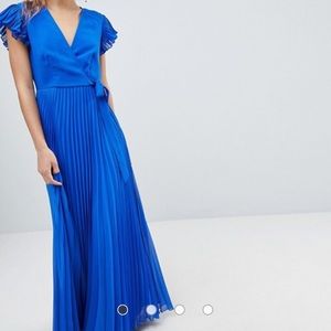 ASOS Blue Pleated Semi-Formal Dress